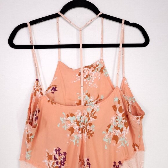 Free People Slip Dress Size Large Voile Crescent Sherbet Patch Work Boho Chic - Picture 4 of 13